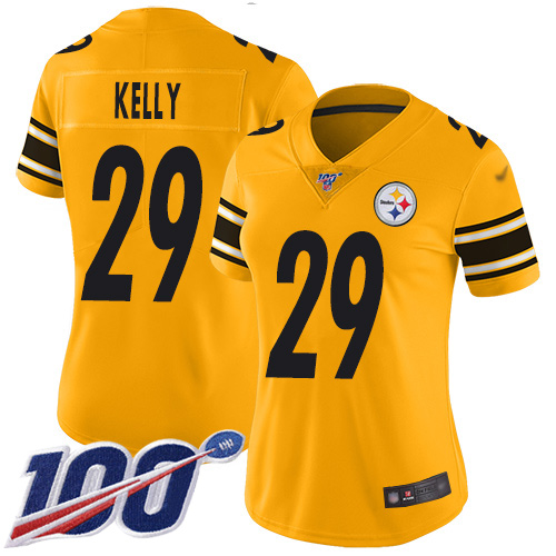 Women Pittsburgh Steelers Football 29 Limited Gold Kam Kelly 100th Season Inverted Legend Nike NFL Jersey